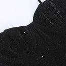 Vestido Curto Em Lurex Brilhoso Com Fenda