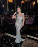 Vestido Longo Translucido Gola Solta Com Brilho Preto