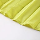 Vestido Longo Plissado Decote Coração Verde Neon