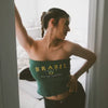 Top Cropped Tomara Que Caia Verde Estampa Brasil