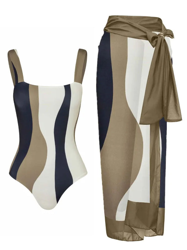 Conjunto 2 Peças Maiô e Saia Estampa Elegance