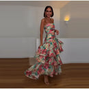 Vestido Longo Estampa Floral Com Babados