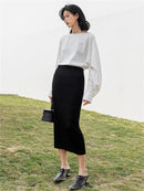 Saia Midi Franzida De Malha