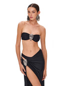 Conjunto 3 Peças Biquíni e Saia Com Fivela Branco