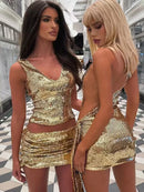 Vestido Curto De Paetê Assimétrico Com Cauda Vinho