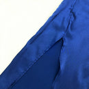 Vestido Longo De Cetim Alça Fina Com Fenda Azul