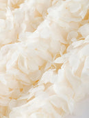 Vestido Longo Com Fenda Flores 3D Off White