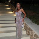 Vestido Midi Todo em Strass Champagne