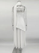 Vestido Longo Tomara Que Caia Assimétrico Sobreposto Marrom