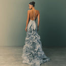 Vestido Longo Estilo Sereia Com Cauda E Babados Deslumbrante
