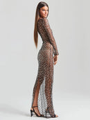 Vestido Longo Segunda Pele Com Strass Nude