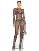 Vestido Longo Segunda Pele Com Strass Nude