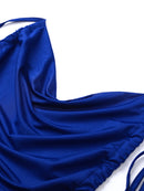 Vestido Longo Cauda Drapeada Alça Fina Preto