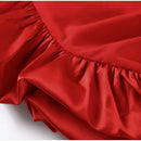 Vestido Curto Sem Manga Com Babados Em Cetim Preto