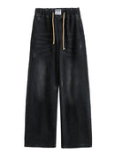 Calça Jeans Com Cordão e Elástico