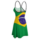 Vestido Curto Alça Fina Com Estampa Da Bandeira Brasil