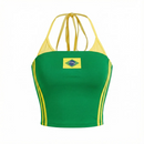 Top Cropped 2 Cores Com Estampa Do Brasil