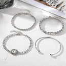 Kit de 4 Pulseiras Douradas Com Strass