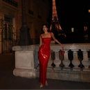 Vestido Longo De Paetês Com Alça Média Branco