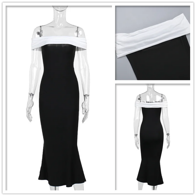 Vestido Midi Ombro a Ombro Preto