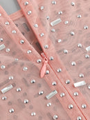 Vestido Longo Segunda Pele Com Strass Nude