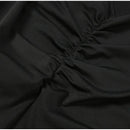 Vestido Longo Cauda Drapeada Alça Fina Preto