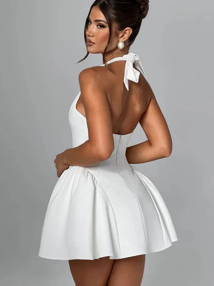 Vestido Curto Estruturado Decote V Branco