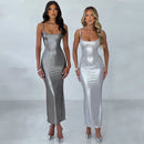 Vestido Midi Alça Fina Cintilante Branco