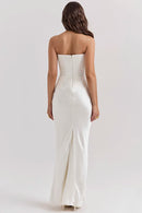 Vestido Longo Corset Drapeado Branco