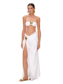 Conjunto 3 Peças Biquíni e Saia Com Fivela Dourado