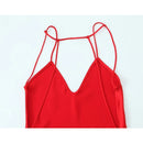 Vestido Longo De Cetim Alça Fina Vermelho