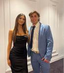 Vestido Longo Com Fenda Drapeado Preto