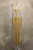 Vestido de Franjas Com Detalhe de Concha Dourado