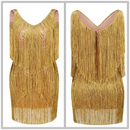 Vestido Curto Paetê Com Franja Dourado