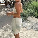 Vestido Curto Crochê Floral Branco