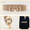 Cinto Elástico Fivela Geométrica Dourada