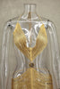 Vestido de Franjas Com Detalhe de Concha Dourado