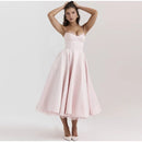 Vestido Rodado Decote Coração Rosa