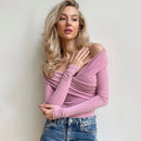 Body De Malha Ombro A Ombro Manga Longa Preto