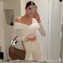 Body De Malha Ombro A Ombro Manga Longa Preto