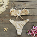 Conjunto 3 Peças Biquíni e Saia Com Fivela Branco