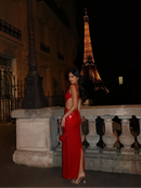 Vestido Longo De Paetês Com Alça Média Branco