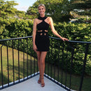 Vestido Curto Com Recortes Assimétricos Gola Halter Branco