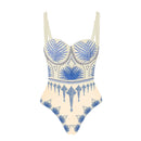 Conjunto 2 Peças Maiô e Saia Estampa Étnica Azul Claro