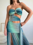 Vestido Longo Tomara Que Caia Tie-Dye Azul