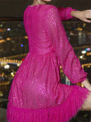 Vestido Curto Com Lantejoulas Pink