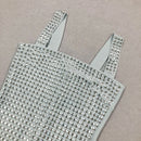 Vestido Curto Tubinho Bordado em Pedrarias Prata