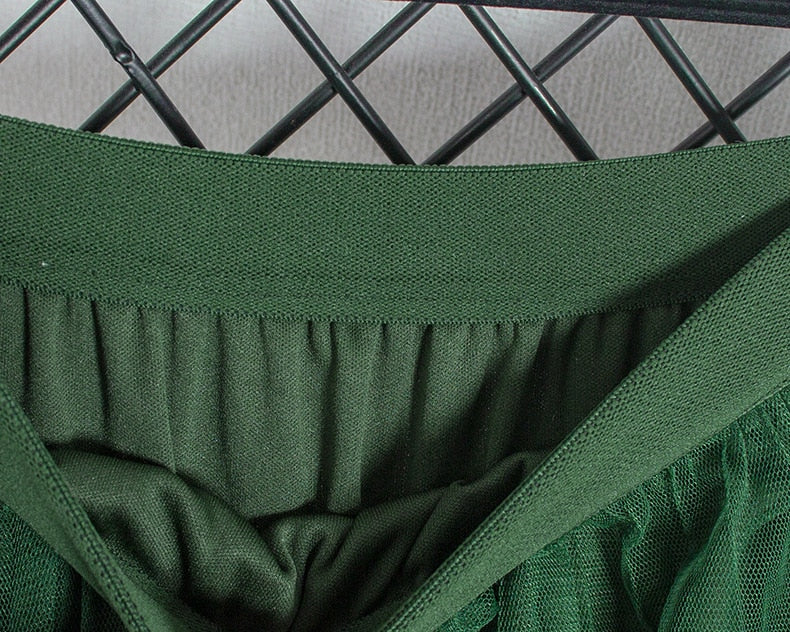 Saia Midi Alongada Tule Com Pérolas