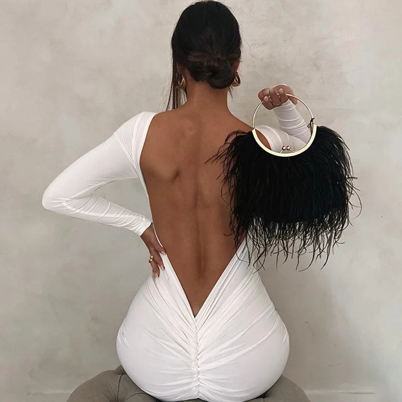 Vestido Longo Cauda Drapeada Branco