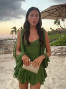 Vestido Curto Em Chiffon Manga Longa Preto